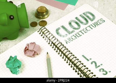 Text sign showing Cloud ArchitecturesVarious Engineered Databases Softwares Applications. Business showcase Various Engineered Databases Softwares Applications Stock Photo