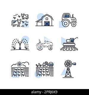 Farm Field isolated icon set. Agriculture sign. Graph symbol for your ...