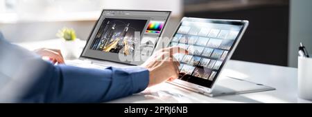 Graphic Designer Editing Photo Stock Photo