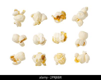 Popcorn placed on a white background. Stock Photo