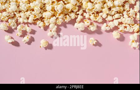 Popcorn placed on white background with copy space. Stock Photo