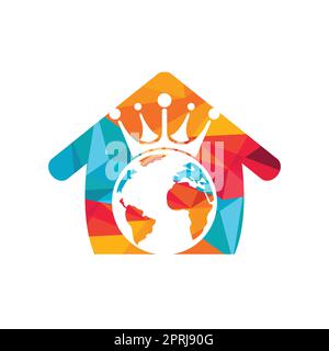King Planet Vector Logo Design. Globe King Logo Icon Design. Stock Vector