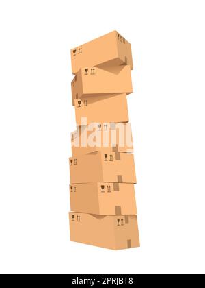 Hands of a pizzeria chef packing pizzas in generic unlabelled brown  cardboard boxes stacked four deep over white with copyspace Stock Photo -  Alamy