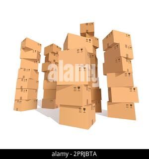 Hands of a pizzeria chef packing pizzas in generic unlabelled brown  cardboard boxes stacked four deep over white with copyspace Stock Photo -  Alamy