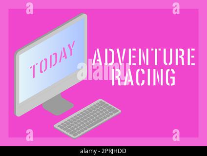Writing displaying text Adventure Racingdisciplinary sport involving navigation over unknown course. Concept meaning disciplinary sport involving navigation over unknown course Stock Photo