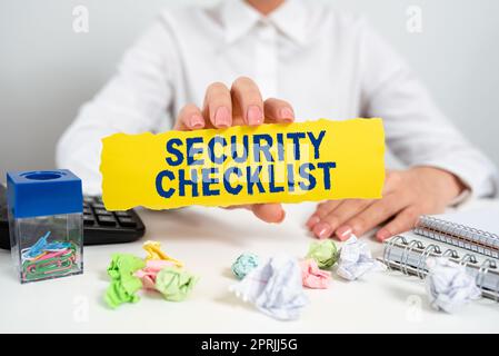 Handwriting text Security ChecklistProtection of Data and System Guide on Internet Theft, Word Written on Protection of Data and System Guide on Inter Stock Photo