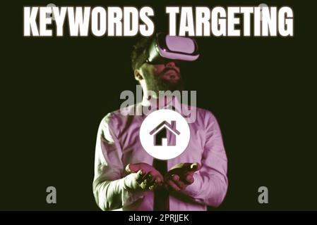 Hand writing sign Keywords TargetingUse Relevant Words to get High ...