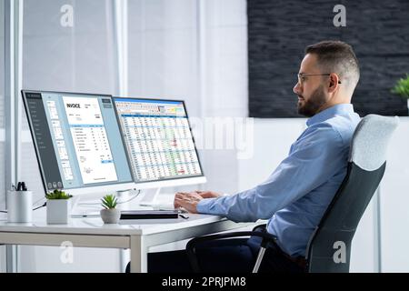 Digital Electronic Bill And Accountant E Invoice Stock Photo
