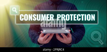 Sign displaying Consumer ProtectionFair Trade Laws to ensure Consumers Rights Protection, Business idea Fair Trade Laws to ensure Consumers Rights Pro Stock Photo