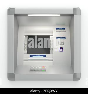Atm machine with display screen, buttons, card reader, cash dispenser ...