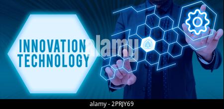 Text sign showing Innovation Technology, Business concept New Idea or Method of Technical or Scientific nature Stock Photo