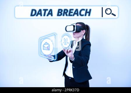 Writing displaying text Data Breach, Business showcase security incident where sensitive protected information copied Stock Photo