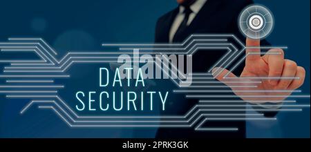 Handwriting text Data Security, Business showcase Confidentiality Disk Encryption Backups Password Shielding Stock Photo