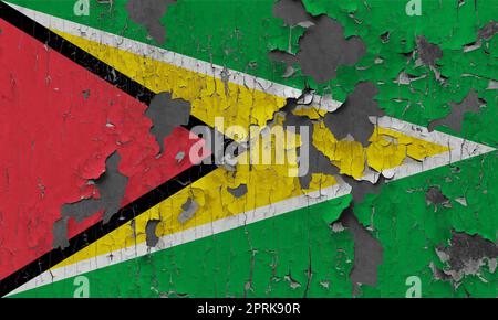 3D Flag of Guyana on an old stone wall background Stock Photo - Alamy