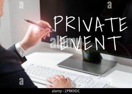Text caption presenting Private Event, Business showcase Exclusive Reservations RSVP Invitational Seated Stock Photo