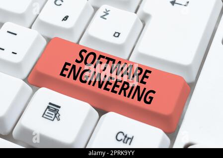 Text caption presenting Software Engineering, Business approach Program Development in Systematic Quantifiable approach Stock Photo