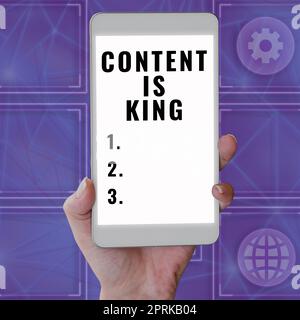 Writing displaying text Content Is King, Conceptual photo online advertising strategy Search Engine Marketing Stock Photo
