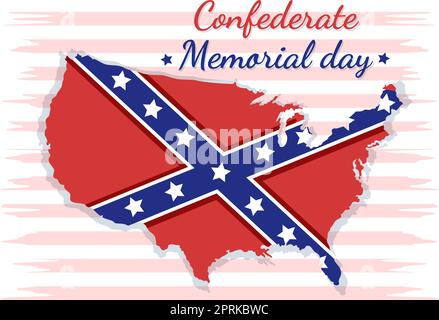 Confederate Memorial Day Template Hand Drawn Cartoon Flat Illustration for Commemoration Servicemen of the America with Flag Design Stock Vector