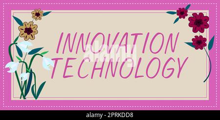 Text caption presenting Innovation Technology, Concept meaning New Idea or Method of Technical or Scientific nature Stock Photo