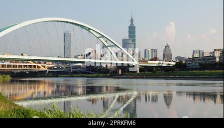 Taipei, Taiwan 23 July 2022: Macarthur Bridge and Keelung River in Taipei city of Taiwan Stock Photo