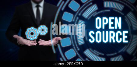 Conceptual display Open Source, Internet Concept contains the source code that can be modified and enhanced Stock Photo