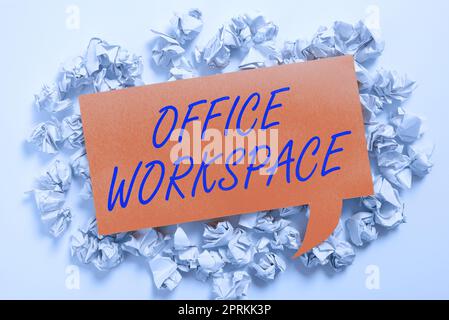 Sign displaying Office Workspace, Business approach contract modelled signed and executed electronically Stock Photo