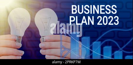 Conceptual display Business Plan 2023Challenging Business Ideas and Goals for New Year, Internet Concept Challenging Business Ideas and Goals for New Stock Photo