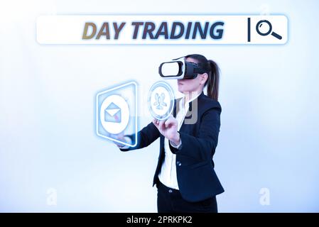 Writing displaying text Day Trading, Business showcase securities specifically buying and selling financial instruments Stock Photo