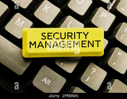Text sign showing Security Management. Conceptual photo is the ...