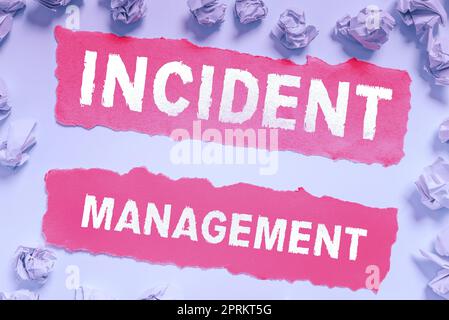 Inspiration showing sign Incident Management, Concept meaning Existing Products Services come into New Being Stock Photo