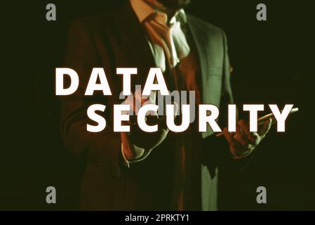 Handwriting text Data Security, Business showcase Confidentiality Disk Encryption Backups Password Shielding Stock Photo
