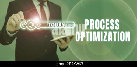 Text caption presenting Process Optimization, Concept meaning Improve Organizations Efficiency Maximize Throughput Stock Photo