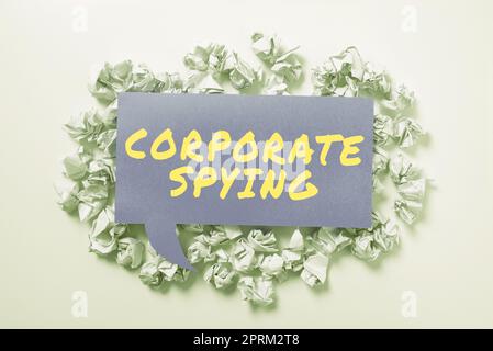 Inspiration showing sign Corporate Spying, Word Written on able to function at the maximum level of competence Speech Bubble On Floor With Important I Stock Photo