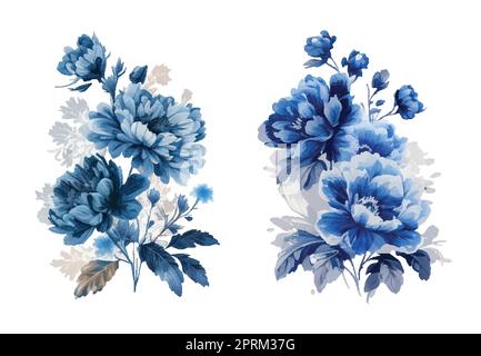 Vintage Watercolor Blue Flowers. can be used for wallpaper,pattern fills,web page background,surface textures Stock Vector