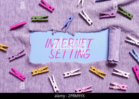 Writing displaying text Internet Setting, Word Written on any person associatedand expert with the computer world Stock Photo