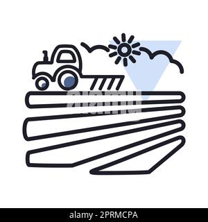 The tractor plows the field before sowing icon Stock Vector