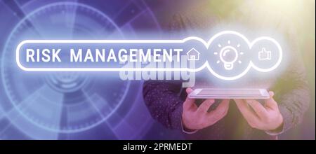 Text sign showing Risk Management, Business idea assessing and controlling future threats to the business Stock Photo