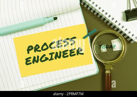 Text caption presenting Process Engineer, Business showcase deciding how to go about producing a particular product Stock Photo