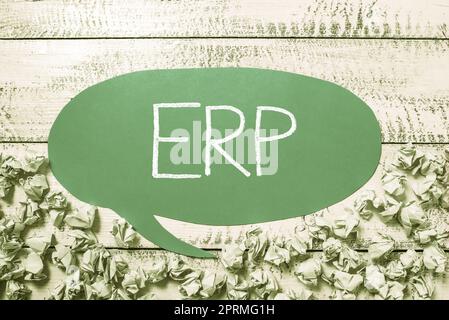 Writing displaying text Erp, Business showcase enterprise resource planning centralized database for business processes Notebook With New Idea On Desk Stock Photo