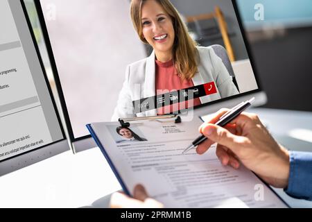 Virtual Job Interview Webcast Stock Photo
