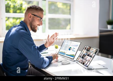 Online Video Conference Work Stock Photo