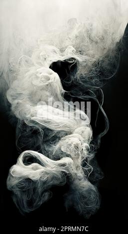 isolated white smoke on a black background Stock Photo
