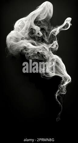 isolated white smoke on a black background Stock Photo