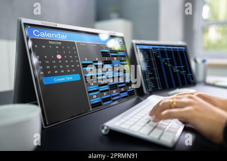 Gantt Employee Time Sheet Chart Stock Photo