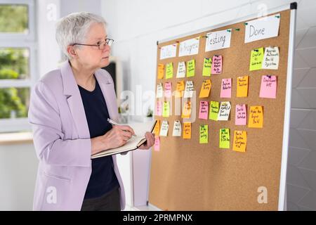 Writing Kanban Business Board On Wall Stock Photo
