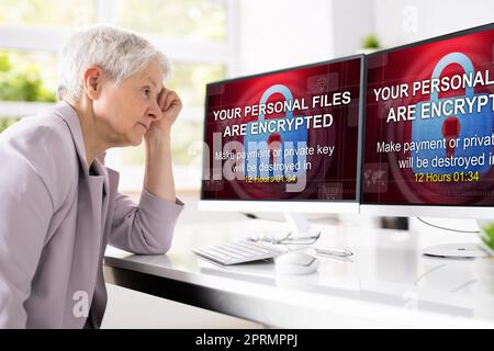 Ransomware Cyber Attack Showing Personal Files Encrypted Stock Photo