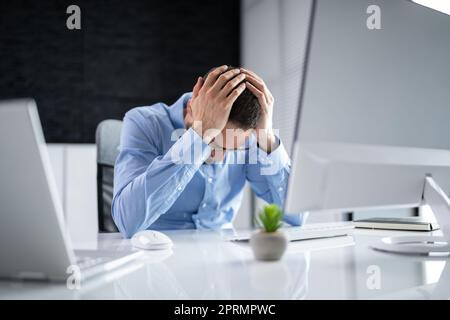 Stressed Sick Employee Man Stock Photo