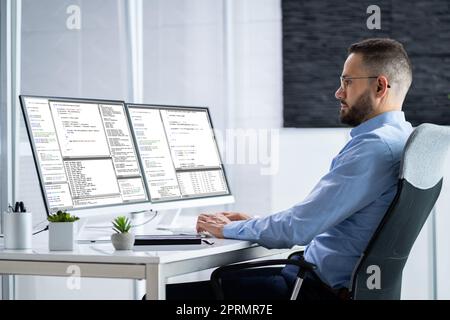 Developer Programmer Man Coding Software Stock Photo