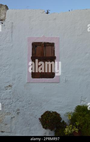 Traditional architecture of Theologos village on the island of a the Rhodes in Greece Stock Photo