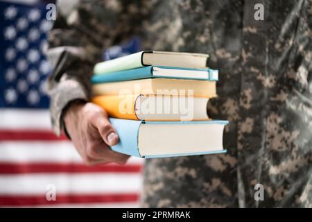Young Student Soldier In Uniform Stock Photo